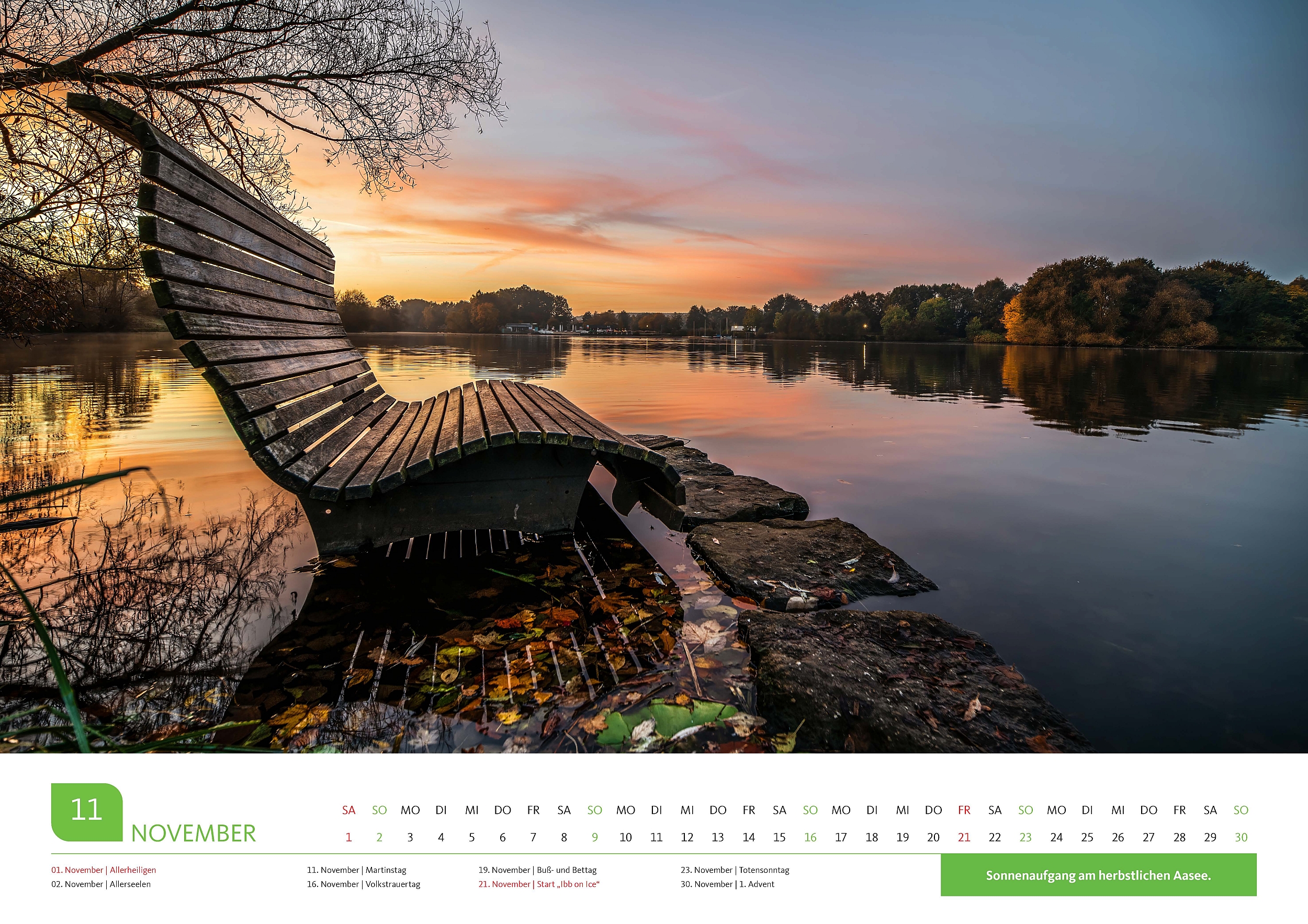 Sonnenaufgang am herbstlichen Aasee